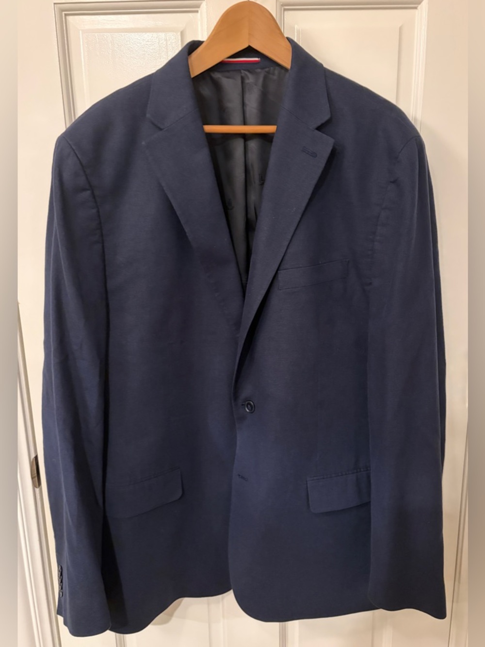 Tommy Hilfiger Navy Two-Button Sport Coat Linen Cotton Blend Navy 48L